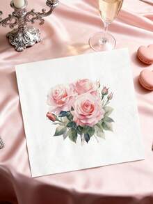 60/40/20 piezas Servilletas desechables con estampado de rosas, Servilletas de 5*5 pulgadas, Servilletas elegantes y románticas con rosas, Adecuadas para cenas de San Valentín, fiestas, aniversarios de boda, fiestas de cumpleaños, decoración de restaurantes