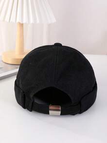 1 pièce Chapeau sans bord ajustable en velours côtelé de couleur unie pour homme, style décontracté simple de type streetwear hip hop pour un port quotidien - couleur unie - Voir 4