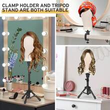 22-Inch Wig Head With Tripod Stand, Canvas Wig Head Holder With Mannequin Head, Wig-Making Display Mannequin Head Block Set. Includes One Pack Of HD Wig Caps, One Pack Of Breathable Fishnet Hair Nets, T-Pin Set, Specialised Styling Comb, And Five Large Hair Clips. Suitable For Wig Enthusiasts, Styling Design And Practice. - 黑色 - 查看 8