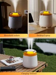 2500ml(88oz) Essential Oil Aroma Diffuser, Large Capacity Double Spray Humidifier With 7 Colorful Flame Lights For Large Room, Office, Home, Spa, Yoga, Bedroom, Gym - 白色 - 查看 9