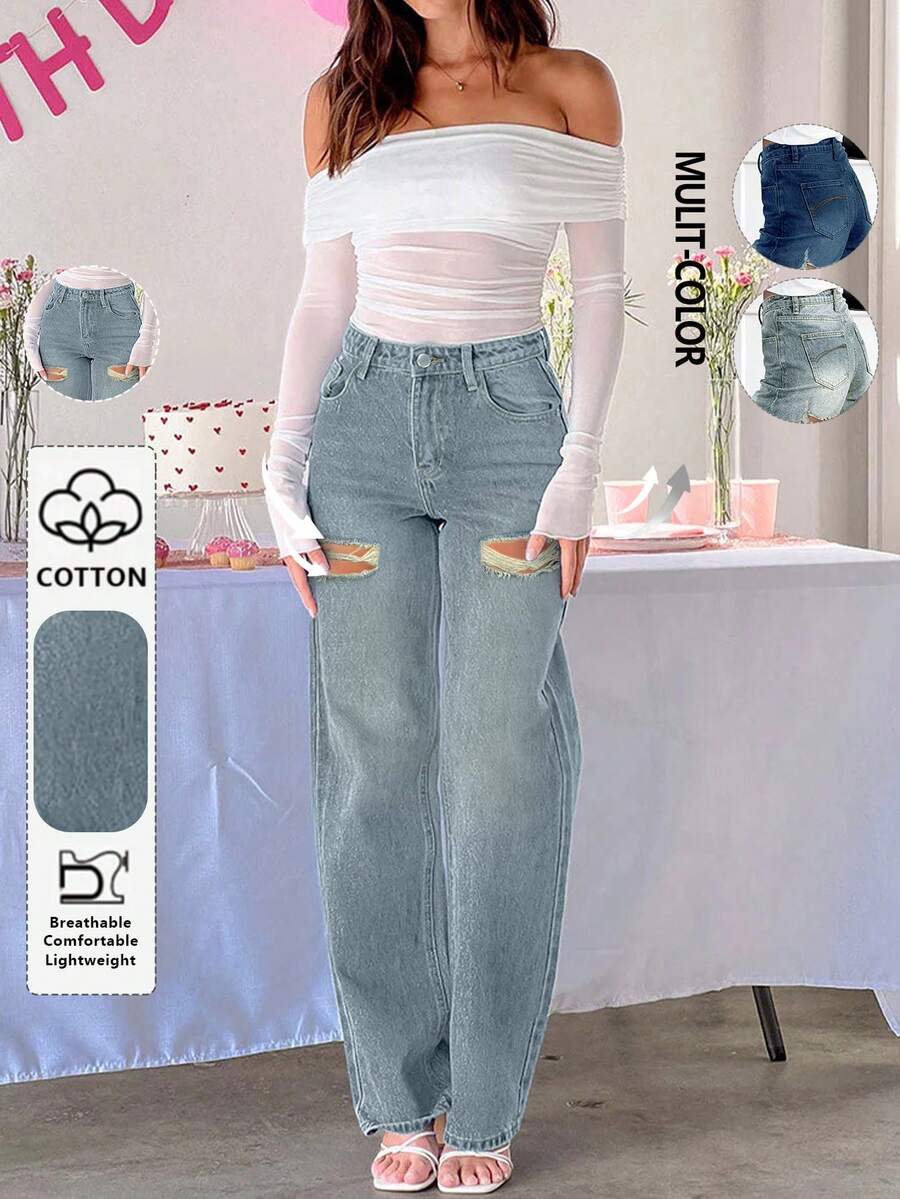 Woman Jeans - 淺藍色 - 查看 1