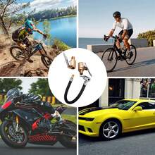 汽车轮胎充气软管适配器，汽车配件，阀门连接器工具夹，重型旋锁式气嘴延长软管 - 通用型，适用于自行车、摩托车和汽车轮胎 - 轻松、防漏充气适配器，汽车必备用品