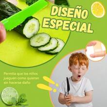 13 Piezas Montessori Herramientas de cocina para niñosCuchillos Para Niños Juego de Cocina Infantil Para Cocinar y Cortar Pasteles Frutas y Verduras Para Niñas Niños Juguetes Regalos de NavidadConveniente y duradero, para niños - Multicolor - Ver 6
