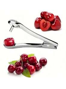1pc Cherry Pitter Tool Pit Remover With Locking Mechanism | Cherry Picker | Cherry Seed Remover For Baking, Olive Kitchen Accessories | Cherry Machine For Making Fresh Cherry Dishes - Silver - View 5