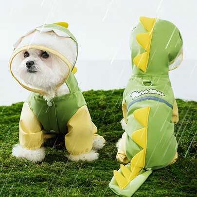 Impermeable con diseño de dinosaurio 3D para Golden Retriever, perros pequeños, disponible en tallas grande, mediana y pequeña, chaqueta con capucha de cobertura corporal completa con cola de dinosaurio con púas y patrón de escamas, ajustable, adecuado para Golden Retrievers, Labradores, Poodles, etc. (Para fiestas y uso al aire libre)