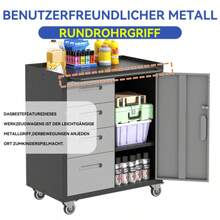 Stabilizer Metall-Werkzeugschrank Mit Rollen – 75 * 42 * 88 Cm, Black/Grau, Für Garage, Büro & Haushalt - Black+ Gray - View 2