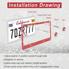 [Free Shipping]Bling License Plate Frame For Women, 1Pack Rhinestone Handcrafted Crystal Premium Stainless Steel, Stainless Steel Car Accessories With Diamond Sparkle Glitter Caps (Red),1pc,Red - 紅色 - 查看 6