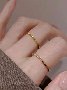 闪耀奢华小众精致迷你钻石18K金戒指，星空钻石戒指，优雅珠宝 - 迷你小鑽 對戒 - 查看 5