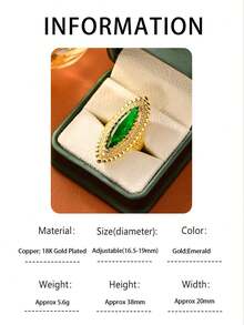 A Fashionable Jewelry With A Vintage Charm,Featuring A Crystal Clear Red/Black/Emerald/Turquoise Synthetic Gemstone Gold Plated Women Rings,Perfect For Gifting To Your Loved One As An Engagement,Wedding,Or Anniversary Present,Party,Banquet Decor,Elegant Accessory With Delicate Design,Luxurious Elegant Jewelry For Women,Versatile Daily Wear,Exquisite Gift Idea - Multicolor - View 13