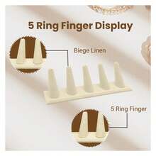 Box Beige Linen Jewelry 5 Rings Finger Display8x2.12x2.2 Inches With Square Base - Ring Holder Organizerfor Selling Or Personal Use - Display Stands For Rings - Multicolor 794 - View 2