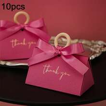 10 caixas de presente com estampa de flores de camélia, caixas de lembrancinhas portáteis para casamento, festa, aniversário, chocolate, embalagem para loja de doces - Multicolorido - Ver 14