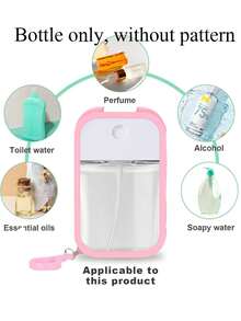 50ml Travel Spray Bottle With Floral & Letter Print, Silicone Hand Sanitizer Holder With Keychain, Full Wrap Design, Hanging Strap, Soft Silicone Material, Portable For Travel, Daily Necessities, Travel, Work, School (Sanitizer Liquid Not Included, Please Add Water After Receiving And Opening) - Multicolor - View 7