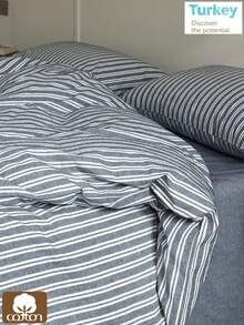 2/3-Pieces Turkish Cotton Woven Duvet Cover Set | Duvet Cover And Pillowcase, Modern Bedding For Bedroom, 135*200,Cm, 150*200 Cm, 200*200 Cm, 200*220 Cm, 220*240 Cm - Dark Grey - View 6