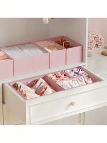 Hộp đựng đồ bằng vải gấp gọn tối giản, giỏ đựng đồ trong ngăn kéo tủ quần áo, hộp đựng áo ngực và đồ lót, thích hợp cho trang trí mùa thu, trang trí ngày lễ, trang trí phòng, trang trí nhà cửa, trang trí phòng ngủ. - Hồng - Xem 5