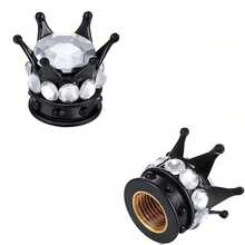 2-Piece Crown Car Tire Core Caps, ABS Material, No Electricity Required Conditioning Accessories - Đen và Đỏ - Xem 10