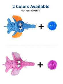2 Peças Conjunto de Brinquedos Mastigáveis Interativos para Cachorros, Incluindo Elefante de Pelúcia com Apito e Bola de Borracha Texturizada Durável, Adequado para Cachorros Pequenos, Médios e Filhotes - Multicolorido - Visão 7
