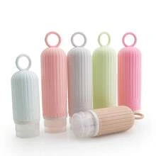 Botella dispensadora de viaje de silicona, set de botellas de almacenamiento cosmético portátil para viajes de negocios, botella dispensadora de anillo de silicona - 90 ml Rosa - Ver 7