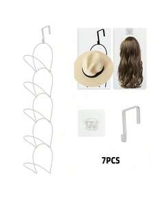 7/14PCS Hat & Wig Hanger Stand Organizer For Multiple Wigs, Wig Holder, Space Saving Storage Rack For Hat, Tie, Scarf - Multicolor - View 11
