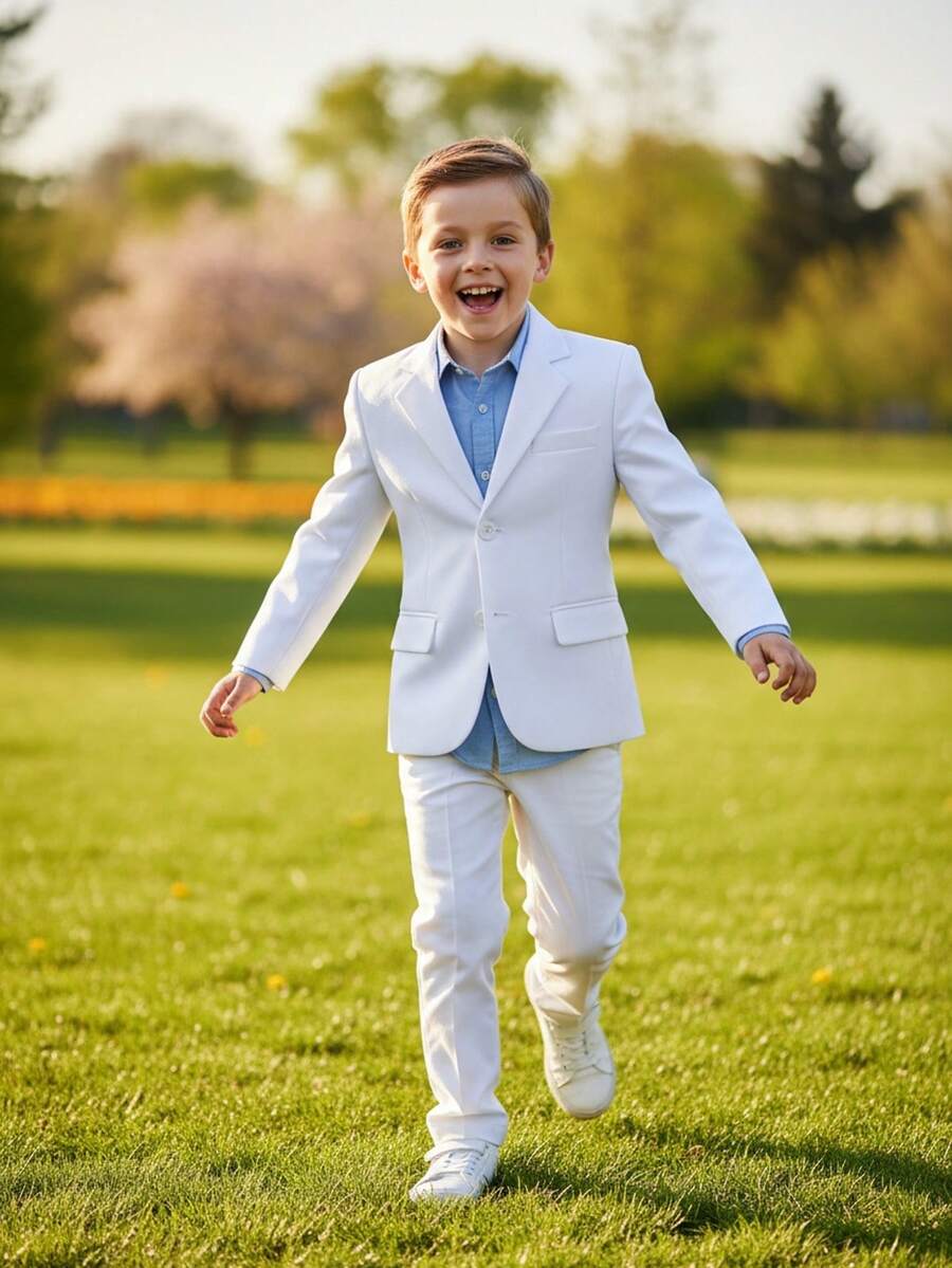 Boys Blazers Fit Suit Jacket Kids Formal Tuxedo Blazer For Party School White Size 6-14 - White - View 1