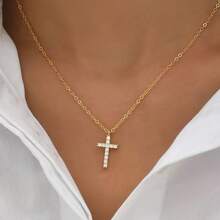 Cross-Border Foreign Trade Hot-Selling Rotating Crown Cross Earrings For Women  Same Style Micro-Inlaid  Earrings Necklace - 十字架項鍊 - 查看 6