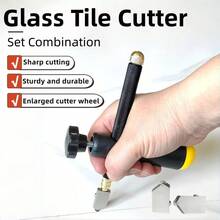 5件套金刚石玻璃切割器，适用于切割玻璃瓷砖，手动工具，可切割3mm-12mm玻璃、陶瓷瓷砖，DIY玻璃切割套装 - 彩色 - 查看 2