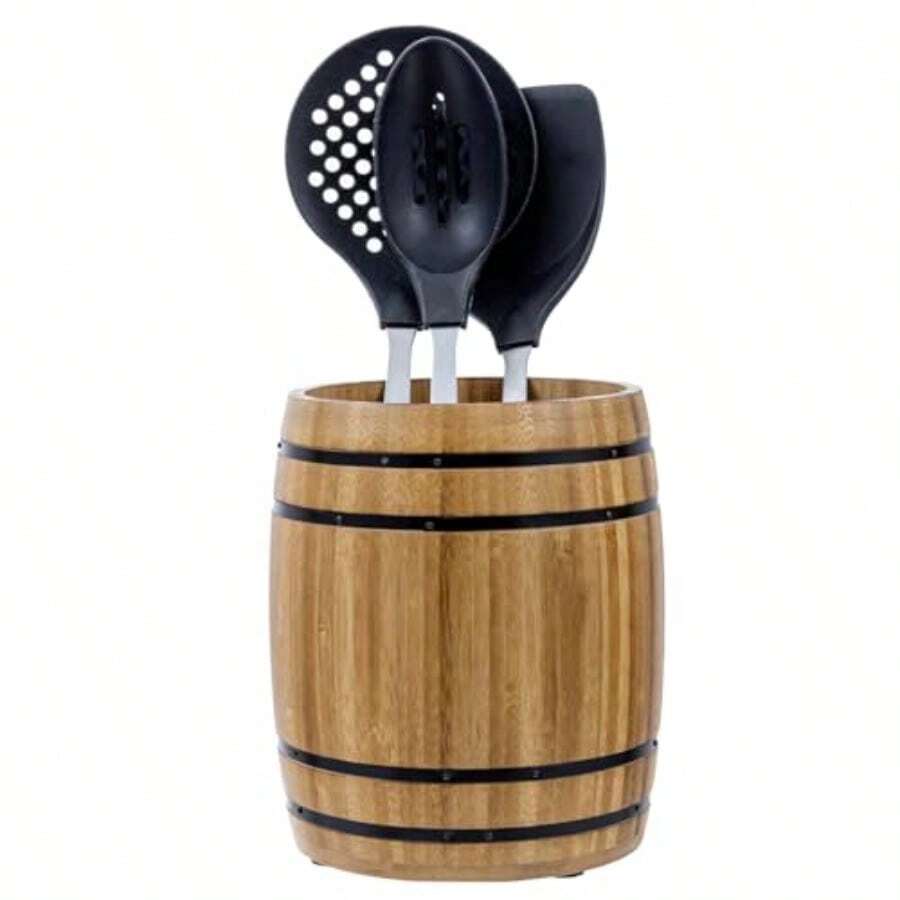 YQQ MyGift - Juego de utensilios de cocina con diseño de barril de vino color café claro9394 - Marrnclaro - Ver 1