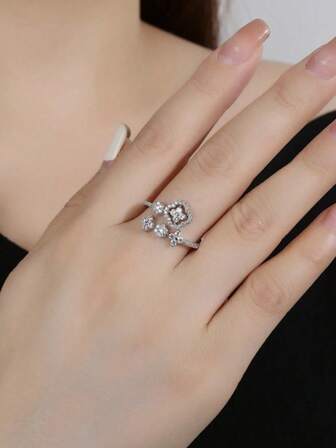 1 Piece - Flower Ring - Women's , Fashionable, Unique, Minimalist, Niche, Exquisite Design - Open Style - Index Finger - Cool Style Accessory