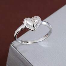 1pc Fashion Heart Shaped Design Cubic Zirconia Inlaid Women's Ring, Couple Gift - Multicolor - View 10