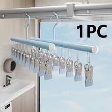 1 Stainless Steel Multi-Clamp Hanger, Polished Finish - Space-Saving Closet Organizer For Pants, Jeans, Leggings, And Shorts - Suitable For Men And Women - Ideal For Small Closets - Great For Home Organization And A Must-Have Christmas Gift - Màu xanh lam - Xem 6
