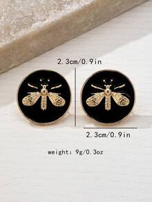 1对复古简约休闲蜜蜂耳钉，适合女性日常、派对或作为礼物佩戴 - 彩色 - 查看 6