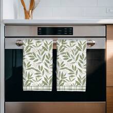 MEMNUN Bộ 2 khăn lau bếp in hình lá màu nước xanh lá cây, kích thước 40*60cm, siêu mềm, thấm hút tốt, làm từ sợi microfiber, thích hợp trang trí nhà bếp hiện đại, dùng làm khăn lau bếp, khăn lau tay, phụ kiện gia đình, có thể giặt máy, phù hợp cho phòng ăn, nhà bếp, phòng tắm, trang trí hàng ngày và làm quà tặng, dùng được quanh năm. - Nhiều màu - Xem 5