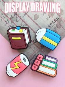 21件套好学习系列校园生活学习工具鞋子装饰挂件，欢迎返校最佳教师图案鞋饰，校园生活元素凉鞋装饰，适用于凉鞋、花园鞋、运动鞋、PVC鞋装饰，生日圣诞节万圣节派对礼物创意礼品 - 藍色 - 查看 6