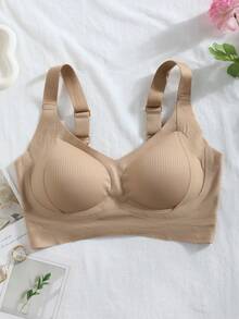 4-Piece Seamless Breathable Wireless Sports Bra For Women - Full Coverage Design, Anti-Slip Material, With Lifting And Support Functions, Comfortable To Wear, Ribbed Details, Made Of Nylon And Elastic Fiber Blend, Hand Wash. Elegant Solid Color Design. - Nhiều màu - Xem 7