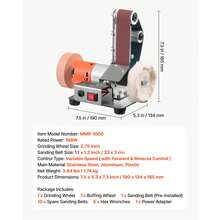 3-In-1 Mini Belt Sander, 13" X 1.2" Sanding Belt, 2.75" Grinding & Polishing Wheel Combo, 7-Speed Adjustable With Forward/Reverse Control For Woodworking, Jewelry Making, Knife Sharpening - 13*1.2inch - View 7