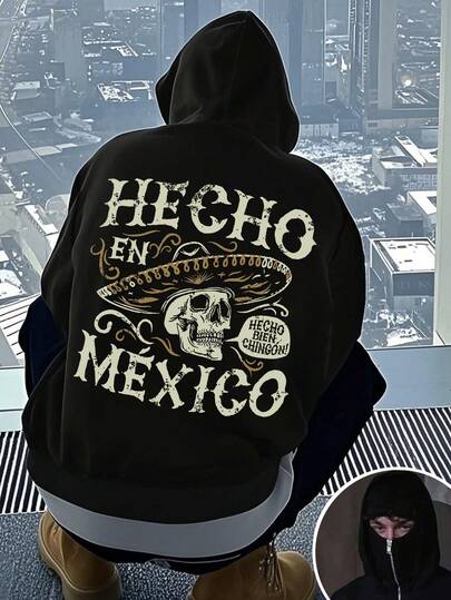 This Men's Stylish Double-Hooded Jacket Features Skull And Letter Prints And Comes With A Wide-Brimmed Hood. It's A Cool And Fashionable Streetwear Top, Versatile And Practical, Casual Yet Stylish, Comfortable And Easy To Match. Suitable For Men's Autumn And Winter Wear, And Also Suitable For Parties And Outdoor Activities. Also Available Is A Stylish Men's Hooded Sweatshirt.