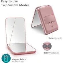 Kintion - Pocket Mirror LED Mirror With 1X/3X Magnification Compact Mirror With Light Handheld Folding Pocket Mirror Compact Mirror With Light For Gift Pink Color. - Rose Gold - View 5