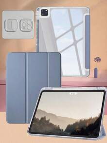 Compatible With IPad A16 Case 11th Generation 11 Inch 2025, IPad 10th Generation Case 10.9 Inch 2022, Clear Slim Protective Cover With Apple Pencil Holder & Charging Adapter Black