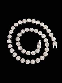 1pc Women's Punk Rock Heart & Circle Chain Necklace, Fully Rhinestoned Chain Necklace, Fashionable & Elegant Jewelry, Suitable For Daily Wear Or Parties, Valentine's Day Gift, 2 Styles Available - Silver - View 10