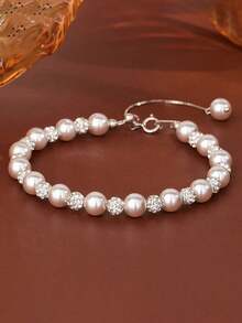 BALMORA Exquisite & Luxurious S925 Sterling Silver Pearl Bracelet, Gift For Girlfriend - Silver - View 4
