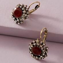 2pcs Rhinestone Studded Round Earrings, Suitable For Everyday Wear - Rhinestones - View 10