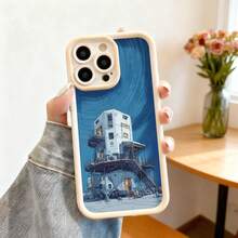 Cubierta de teléfono con borde negro diseño de estación espacial futurista azul y blanco para uso diario y viajes espaciales - Burdeos - Ver 4