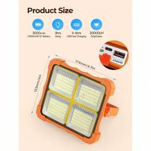 Teckwe Solar Floodlight, Super Bright LED Emergency Lighting, USB Rechargeable Portable Flashlight, Suitable For Camping/Night Market/Travel/Power Outage Lighting,Charging Emergency Outdoor Solar Portable Floodlight Camping Night Market Stall Light Small Yellow Light - Yellow - View 7