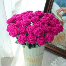 1/3/6/10 unidades de rosas de crochê feitas à mão, flores decorativas, flores artificiais, flores de lã. Decoração para casa, sala de jantar, sala de estar, quarto, casamento, festa. Buquê DIY ideal para presentear, presente para mães, presente para professoras, presente criativo. Adequado para decoração de primavera/verão, Ano Novo, Dia dos Namorados, aniversário, Páscoa ou como presente. - Rosa Quente - Ver 7