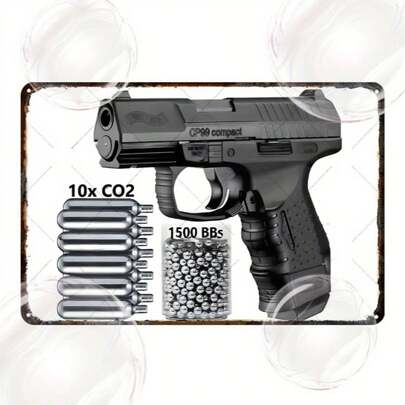 Vintage Walter P99 "Very Interesting" Metal Sign - Ideal For Home, Bar, Or Garage Decor, 8x12 Inches, Durable Tinplate With Realistic Gun Design, Gun Wall Decor