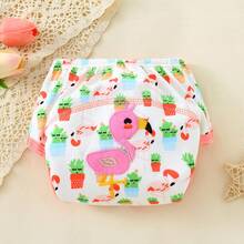 Conjunto de 3/4 fraldas de pano reutilizáveis à prova de vazamentos + calça de treinamento bordada, macias, respiráveis e absorventes, ótimo presente para bebês. - Multicolorido - Ver 6