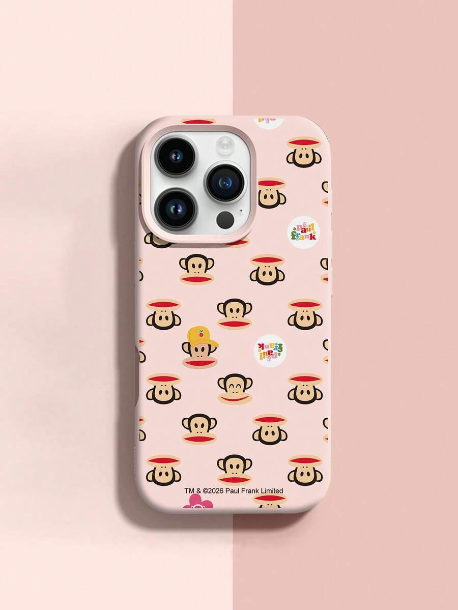 Paul Frank Officially Licensed Liquid Silicone Phone Case, Full Body Shockproof Camera Protection, Monkey Character Pattern, New Design Compatible With IPhone 13/14/15/16/17 Pro Max - Multicolor - View 1