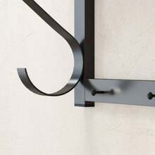 Wall-Mounted Clothes Rack, Clothes Hooks, 5 Hooks, Top Shelf, Versatile, Grey - Grey - View 8