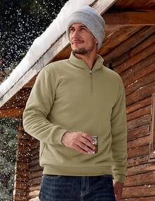Men's Quarter Zip Pullover Sweatshirts Sherpa Lined Heavyweight Winter Thermal Warm Sweaters, Cozy Fashion - 卡其色 - 查看 5