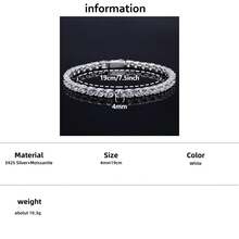 Ondia One 新款 2mm-5mm 100% 莫桑石网球手链 D 色 925 纯银镀白金钻石测试通过珠宝带有 GRA 证书适合女性的礼物。