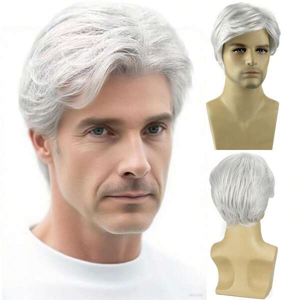 Herren Kurzhaarperücke, geeignet für Männer, Jungen, Alltagstragen, Cosplay, Kostümpartys, Halloween und andere Anlässe, hergestellt aus natürlichen synthetischen Fasern (in verschiedenen Farben erhältlich)